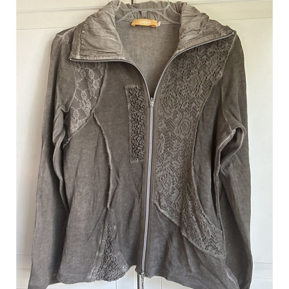 Biba Womens Medium Olive Green Cotton Zip Casual Jacket - Picture 2 of 11